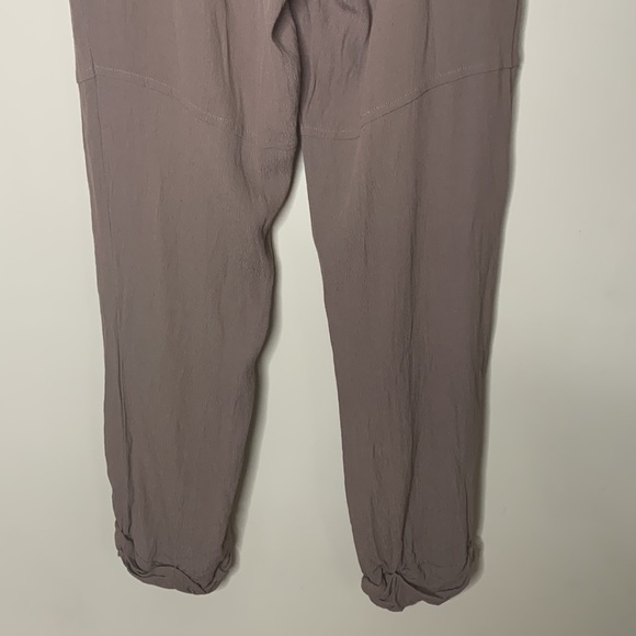 MOD REF | Light Brown Drawstring Waist Button Front Cotton Linen Wide Leg Pants - Picture 8 of 13